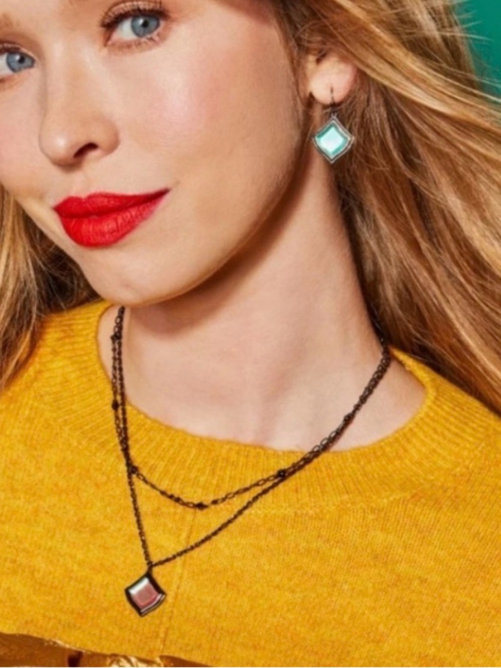 Kendra Scott Kacey Necklace and Earring SET Gunmetal Gray with Diachronic Glass